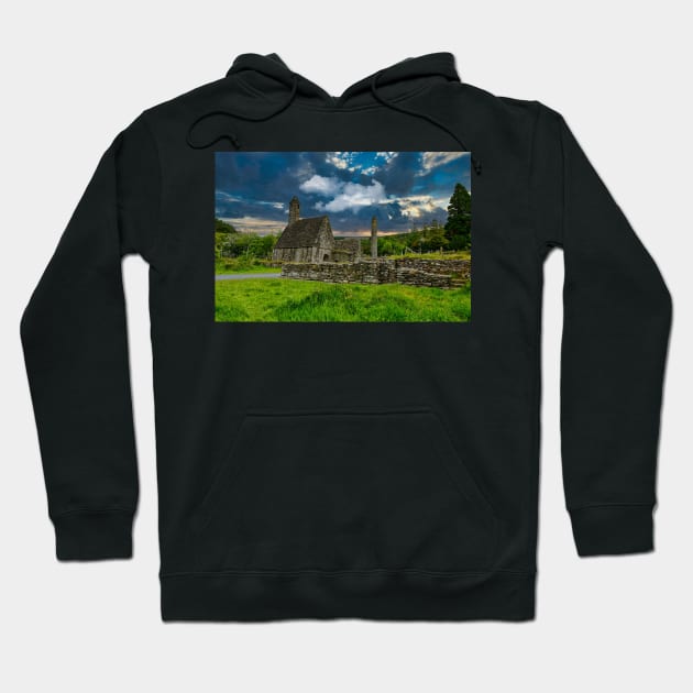 St Kevin's Church and Round Tower in Glendalough Hoodie by Offiinhoki